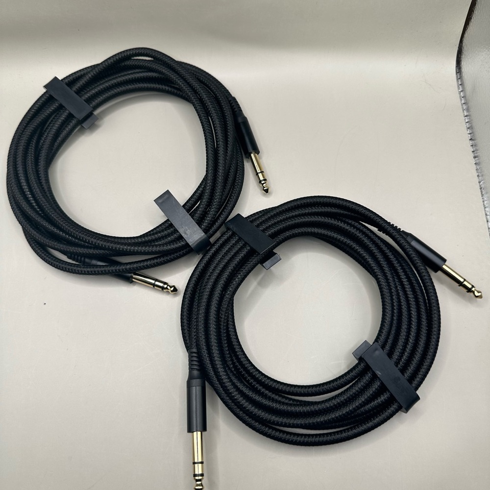 Pack of 2: Black Braided 1/4" (6.35mm) Guitar Cable